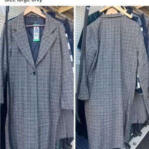 Gray Houndstooth Long Coat